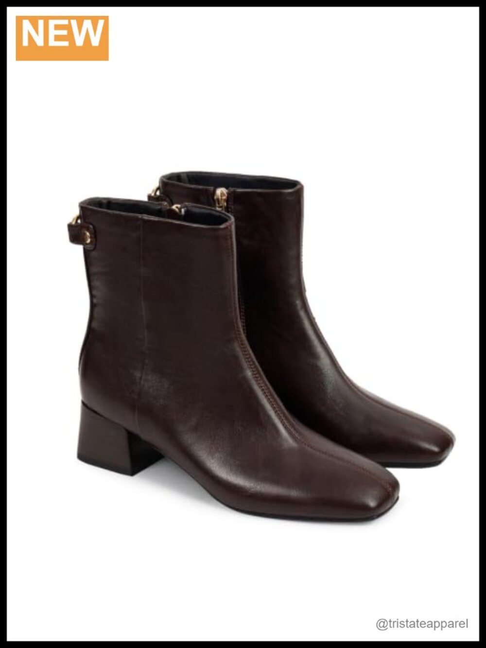 Women's Ankle Boots Square Toe Low Chunky Block Heel Booties Side Zipper